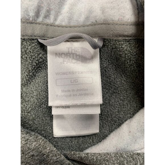 The North Face Hoodie Womens Large Gray Fleece Pullover Spell Out Logo Warm Cozy - Picture 3 of 12